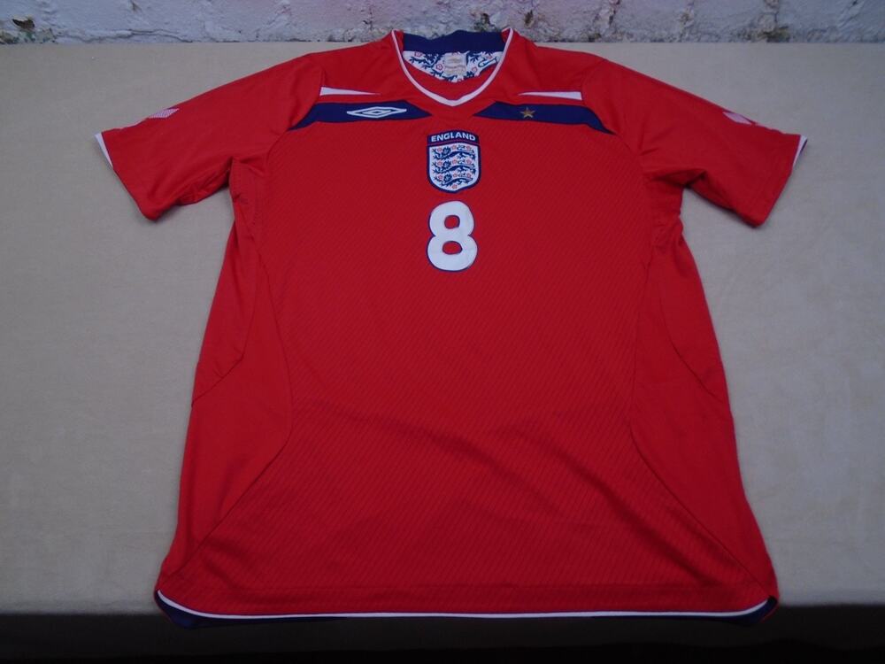 England Away football shirt 2008 - 2010 Team Jersey #8 LAMPARD Red Umbro Mens L